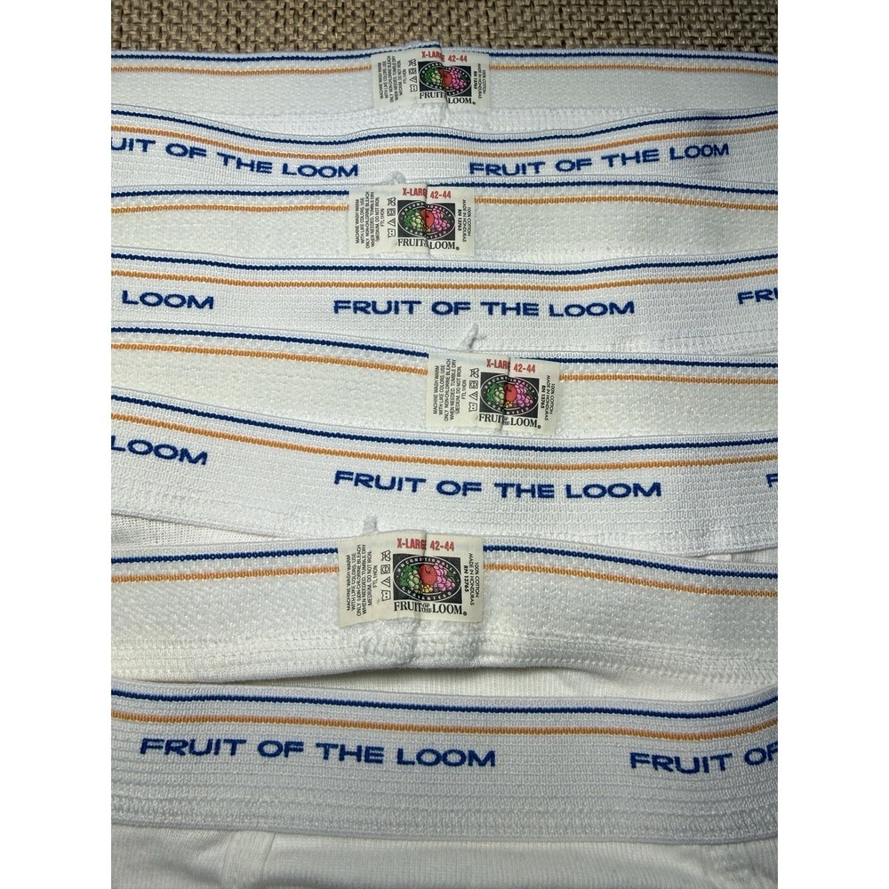Vtg Fruit of the Loom Briefs Lot XL 42-44" White Underwear Cotton Tighty Whites